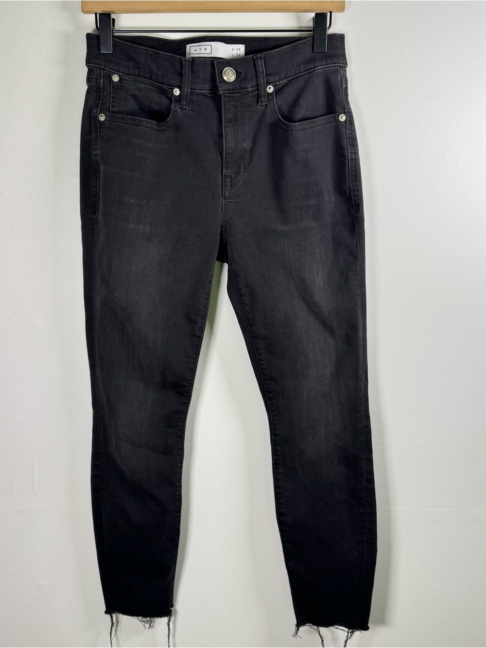 AYR Jeans Womens Eclipse Black The Chiller Skinny Raw Hem Stretch Denim Sz 29